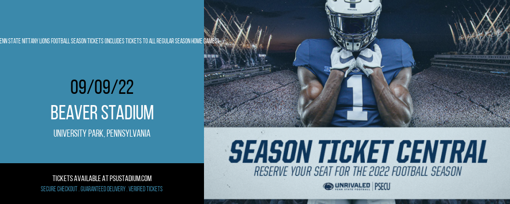 2022 Penn State Nittany Lions Football Season Tickets (Includes Tickets To All Regular Season Home Games) at Beaver Stadium